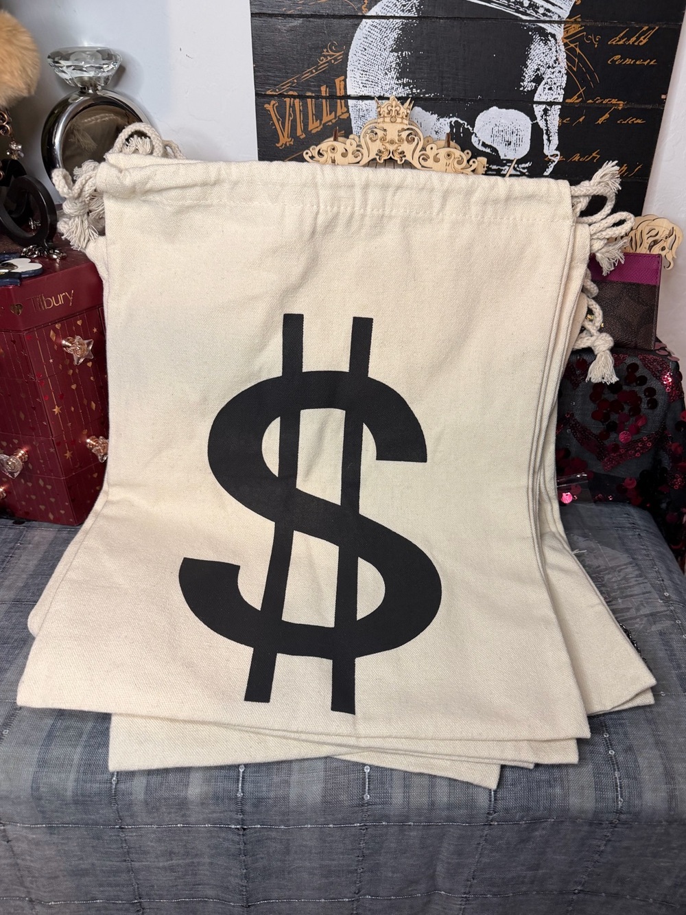 Money Symbol Canvas Dust Bag (1 pc) NWOT
